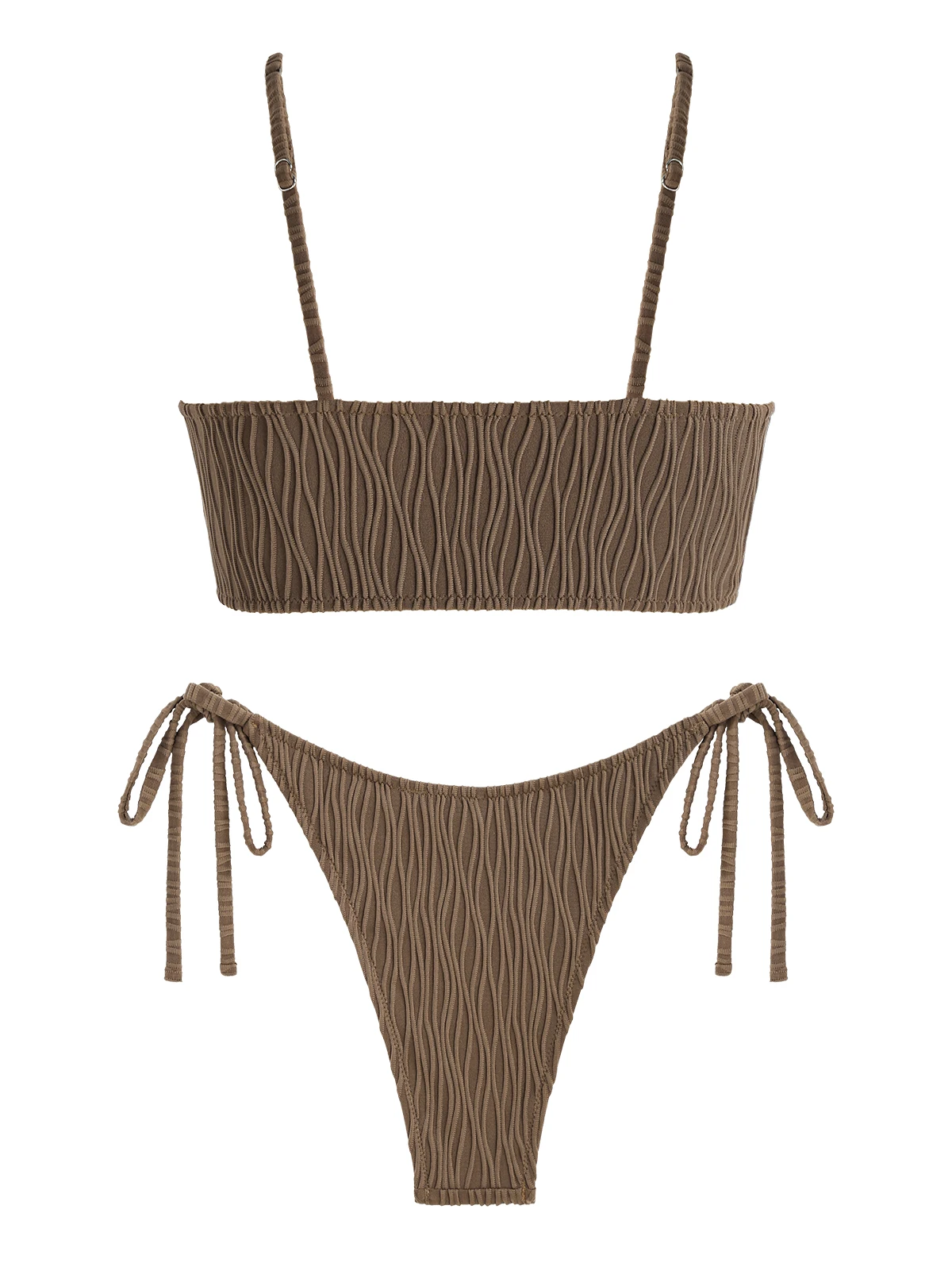 Damskie stroje kąpielowe Seamolly Wave Textured Tie Side Twisted Tanga Bikini Set