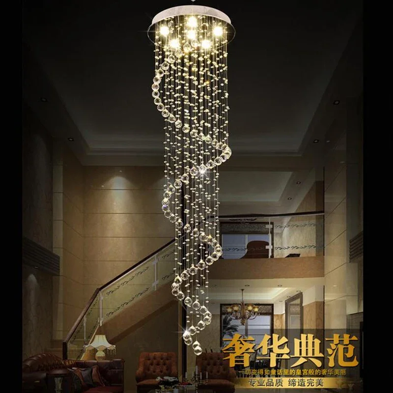 Jmmxiuz Modern Large Big Stair Long Spiral Crystal Chandelier Lighting Fixture for Staircase Rain Drop Pending Lamp +free ship