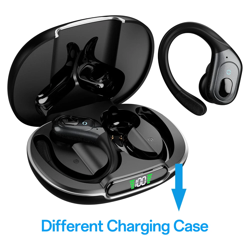 Wireless Headphones Bluetooth Earphonses with Microphones,75Hrs Playtime,IP7 Waterproof,LED Power Display Earbuds for Sports Gym