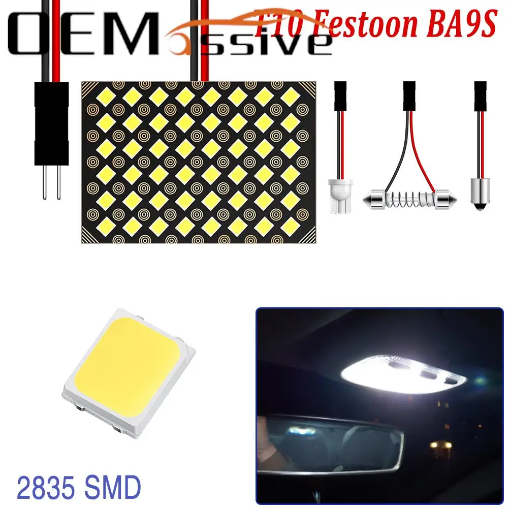 Car White T10 W5W 48SMD LED Clearance License Panel Lamp Auto Interior Reading Bulb Dome Trunk Festoon BA9S Light Adapter