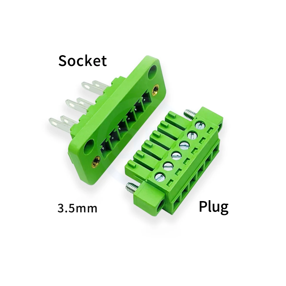 5 Pcs 3.5mm Bulkhead Butt Flanged Screw Fixing Plug-in Terminal Block 15EDGWB 2EDGWB 15EDGKM 2-24Pin