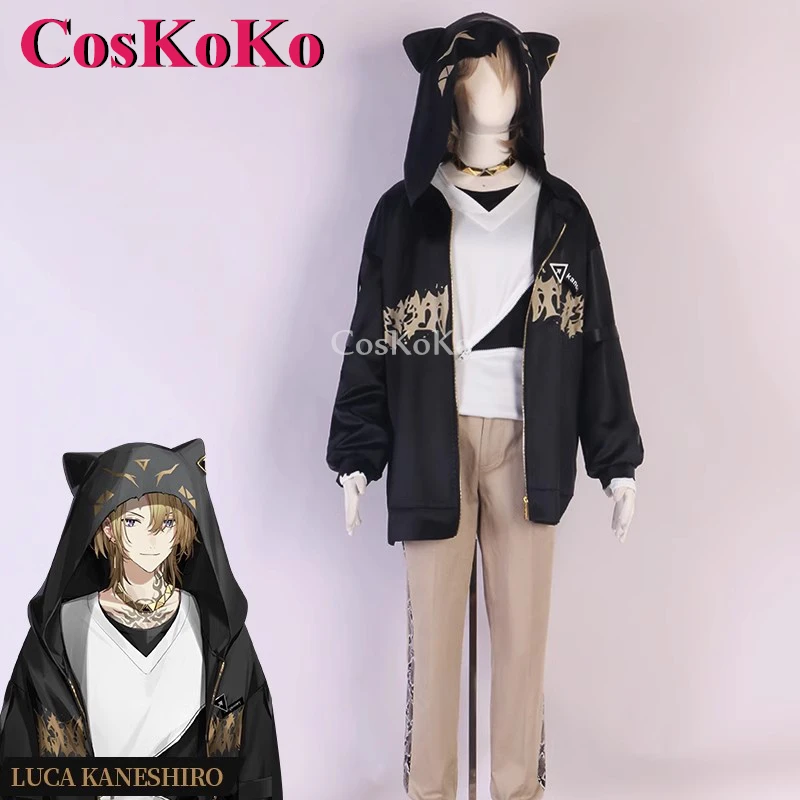 CosKoKo Luca Kaneshiro Cosplay Anime VTuber NIJISANJI Costume New Outfit Cat Ears Coat Daily Wear Party Role Play Clothing S-XXL