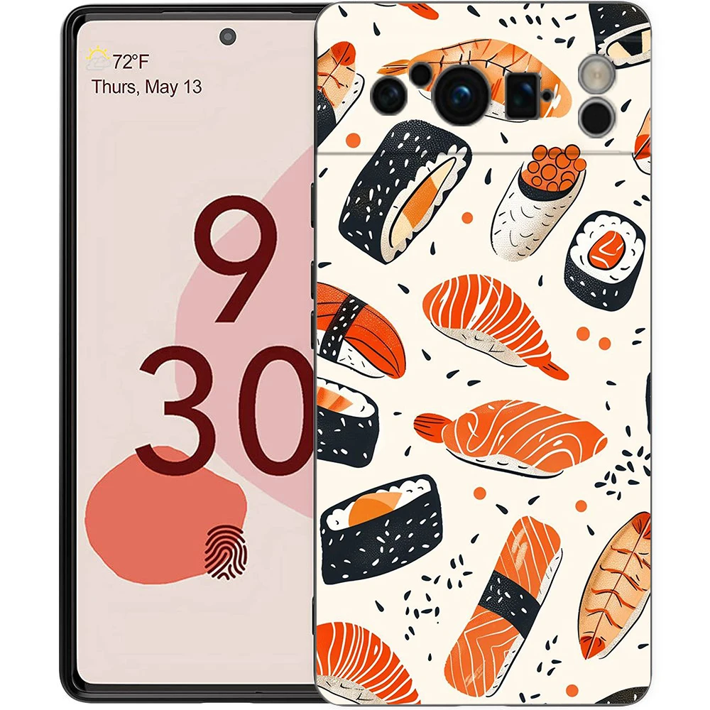Per Google Pixel 10 Pro Custodia per telefono Pixel 9 Pro XL Custodia in TPU Pixel 8 Pro 9A 8A 7A 7 6A 6 Pro Cover morbida Simpatico cartone animato Sushi
