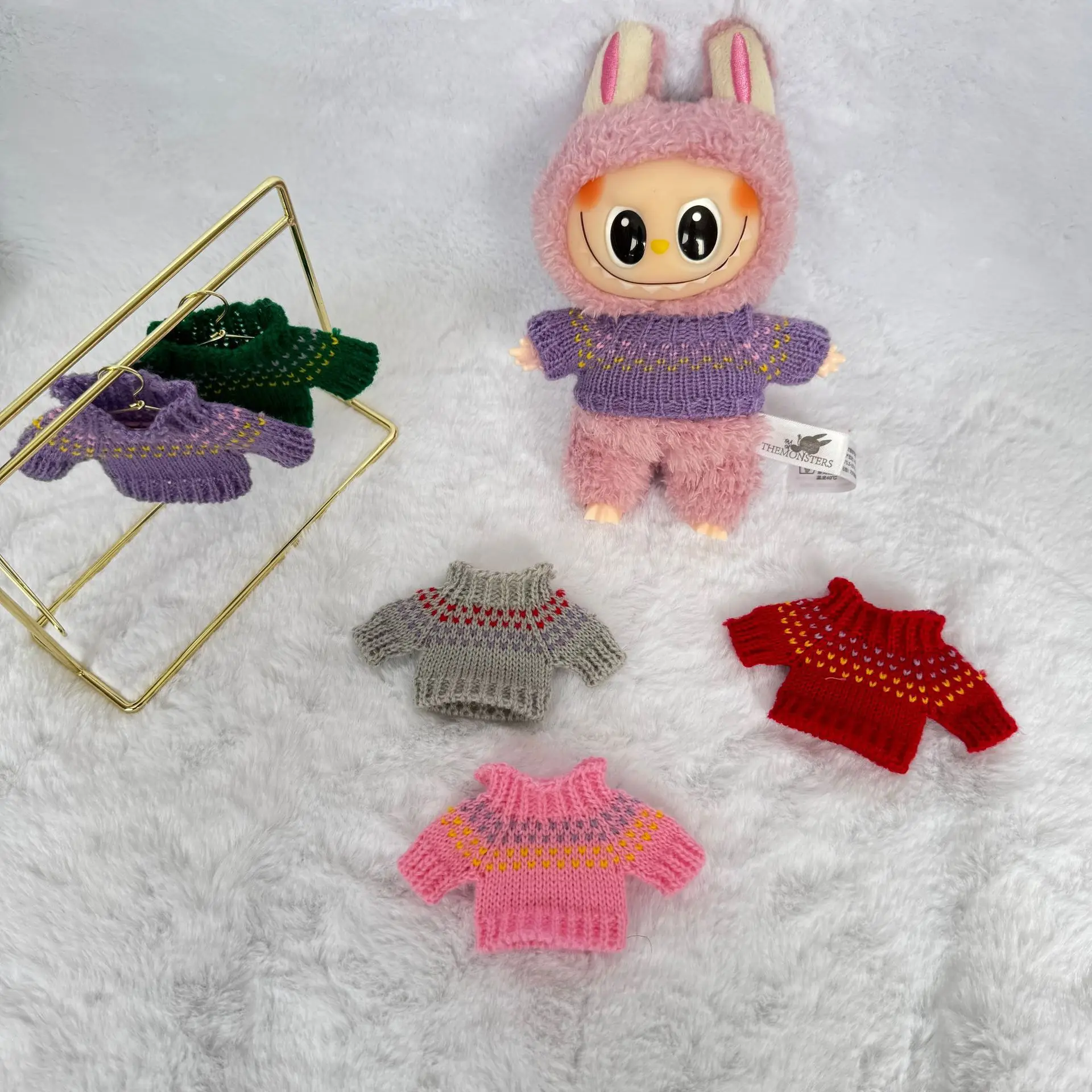 For LABUBU Dolls Baby Clothes Knitted First, Second and Third Generation , Clothes Pendants, Labubu Sweater Sets