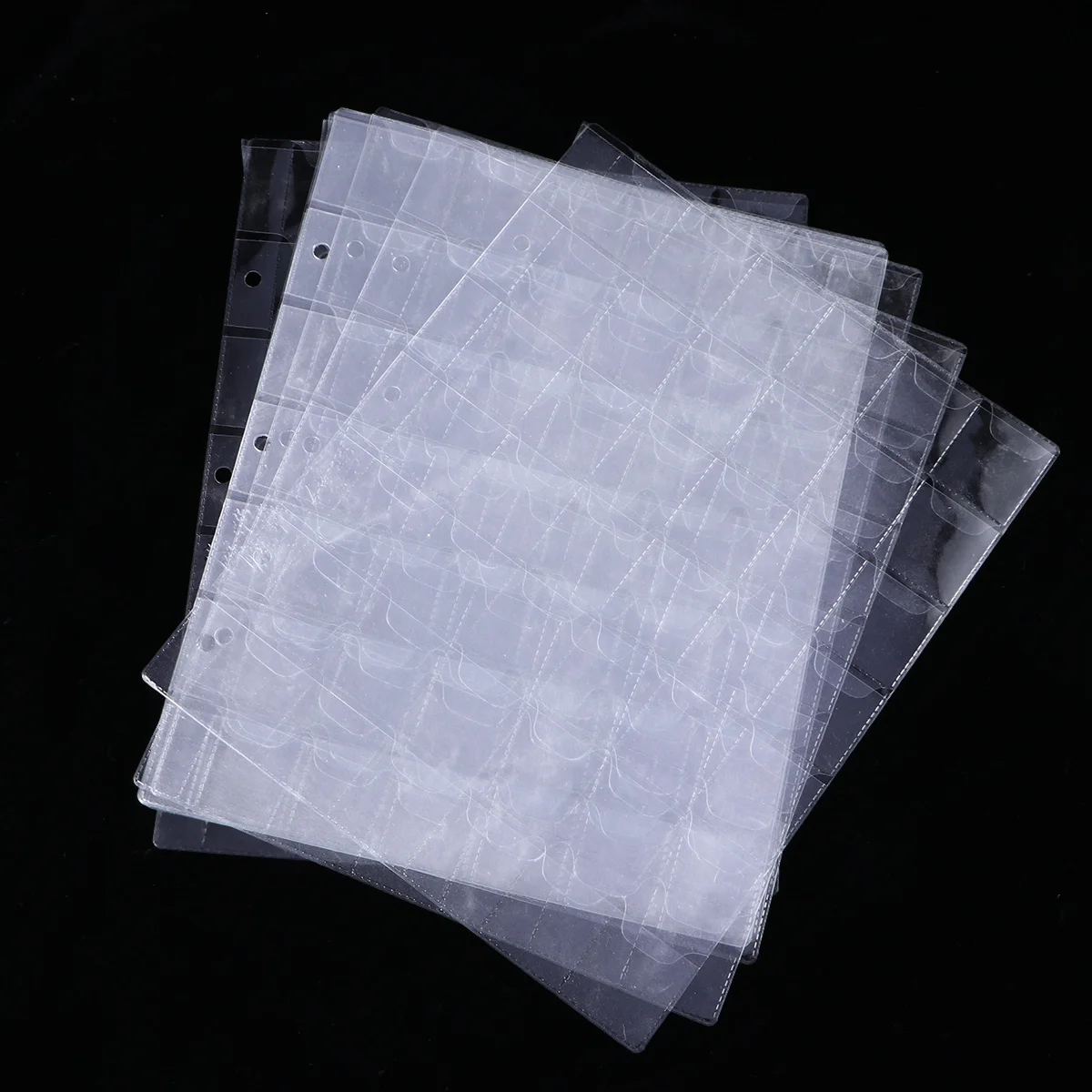 10Pcs Replaceable Coin Album Sheets 42 Pockets Clear PVC Coin Holders for Stamp Currency Collection Storage Folder