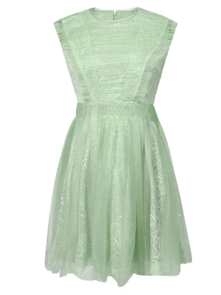 Vestido de fiesta francés elegante para mujer, vestido de baile verde transparente de encaje corto, hermoso