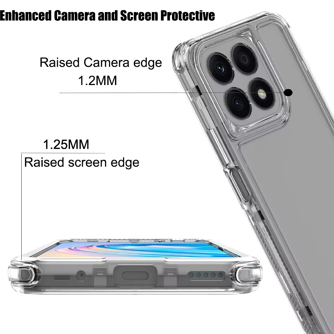 for Honor X8A 2023 Crystal Clear 3 in 1 Shockproof Transparent Cases ,Hard Bumper Soft TPU Protective Cover For Honor X8A Cases