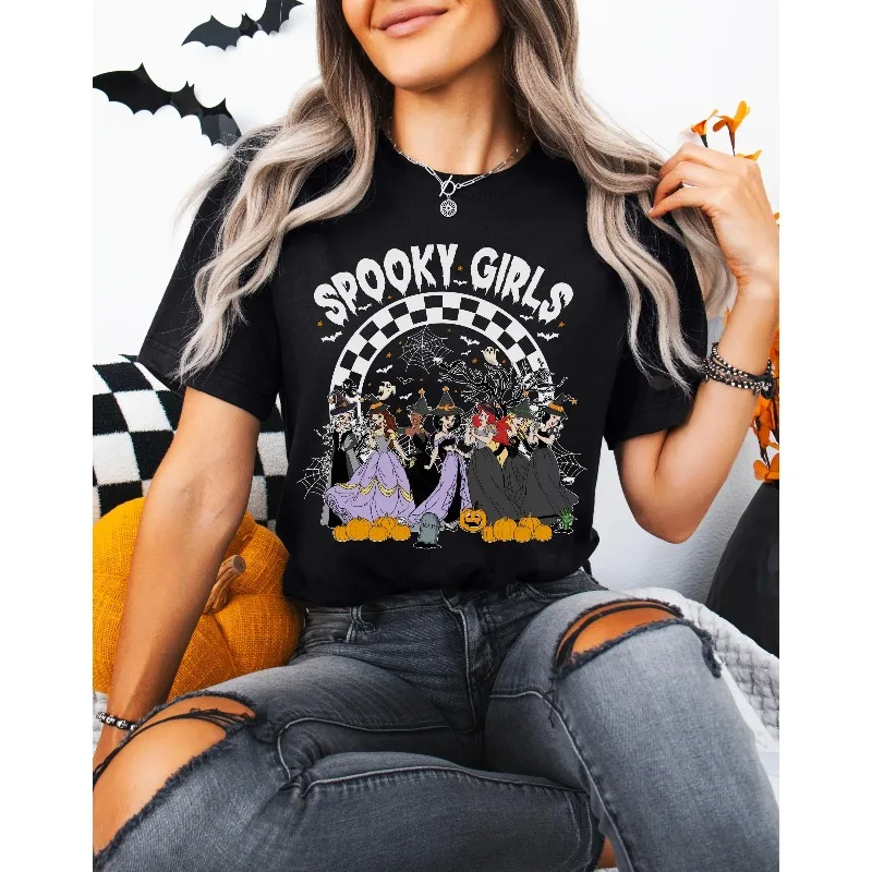 "Chemise d'Halloween de princesse fille effrayante, T-shirt de voyage de fille de saison effrayante de princesse du parc Disney Halloween heureuse.