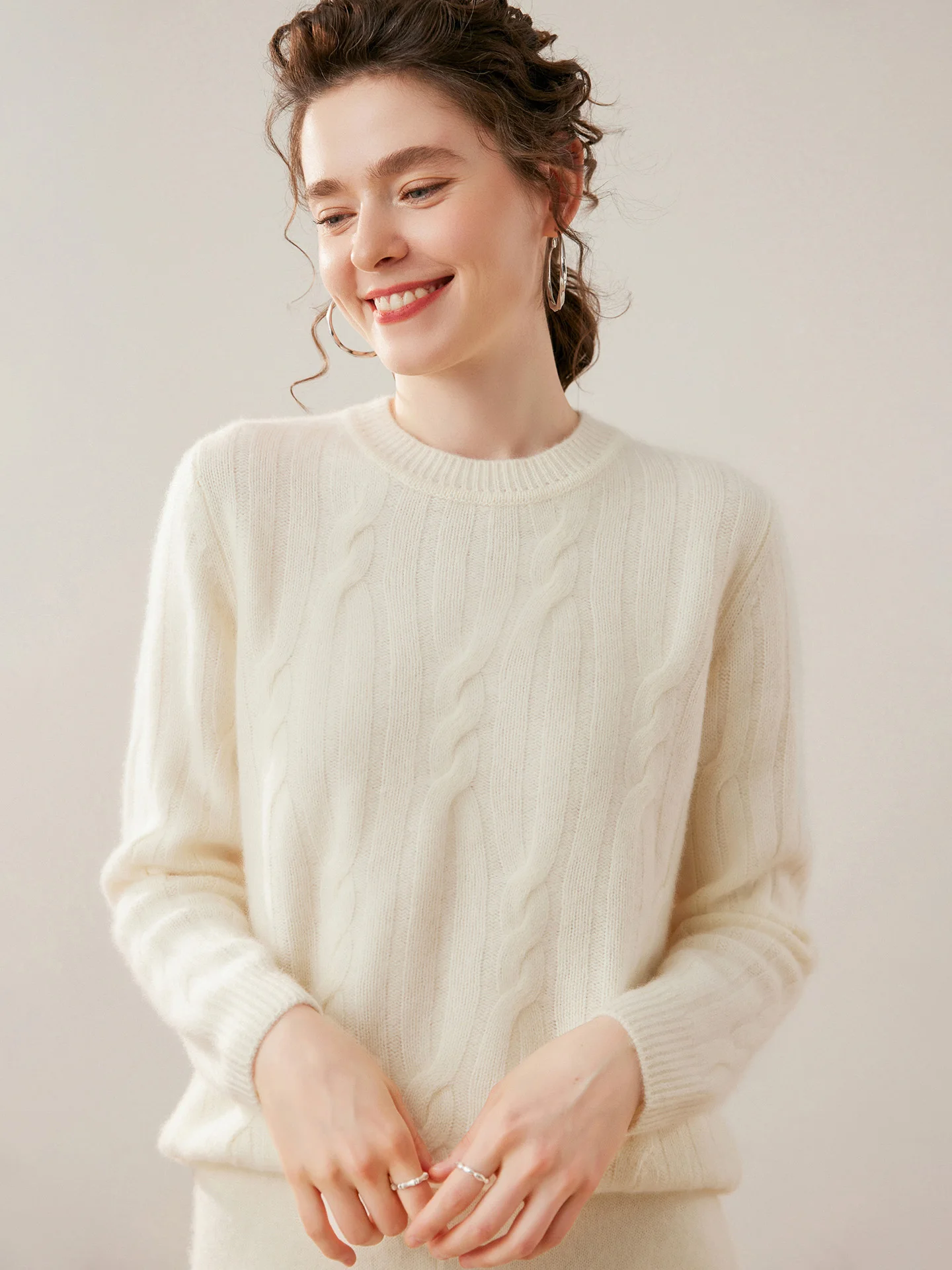 New Style Autumn Winter Soft Thick Warm High Elastic Pullover Sweater O-neck Cable Knit Woman 100% Cashmere Sweater Fashion Tops