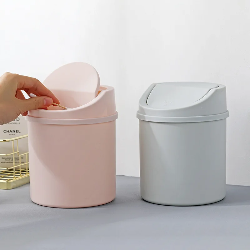 F5 Small Trash Can  with Cover Mini Desktop Bin TubeBedroom Trash Can Garbage Can Clean Workspace Storage Box Home Desk Tools