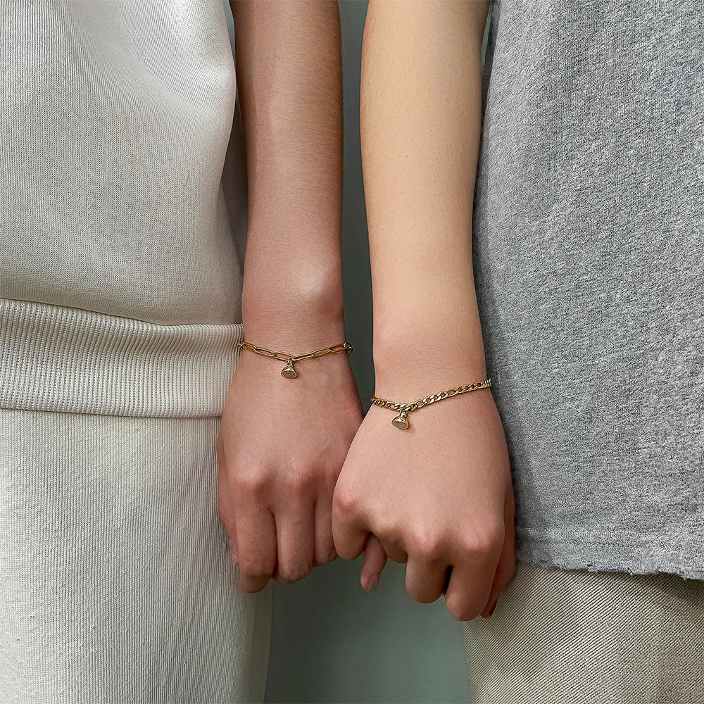

Joya Love 2pcs/Set Gold Color Magnet Couple Bracelets Attraction Bracelet Stainless Steel Charm Simple Trendy Minimalist Jewelry