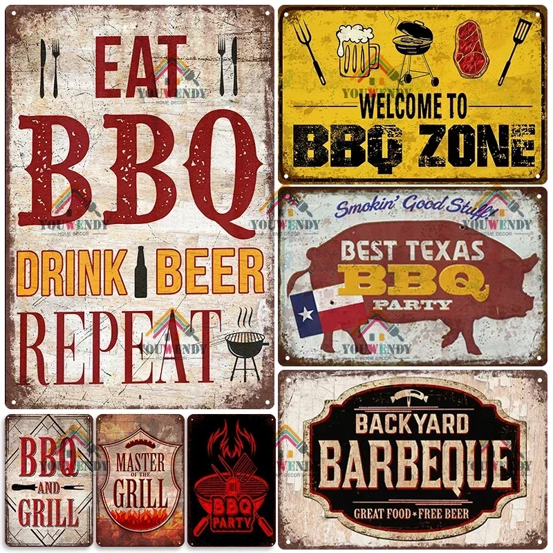 Retro DAD'S BBQ Metal Tin Signs, Decorative Plaque, Wall Decor for Barbecue, Bar, Pub, Kitchen, Party Zone, Vintage Metal Plate