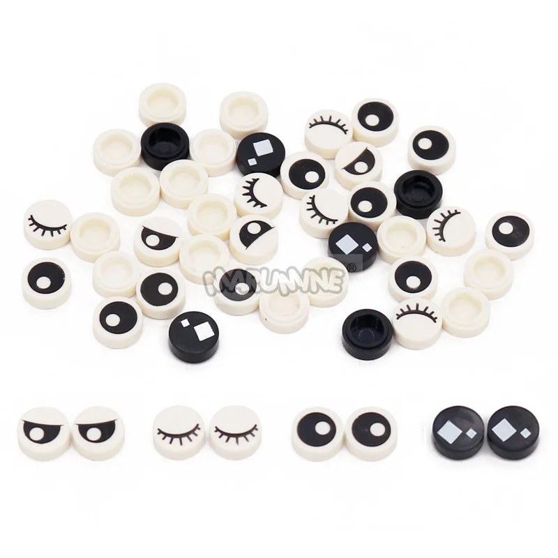 Marumine Cartoon Eyes MOC Bricks Model Accessories 1x1 Round Tile Emotional Expression Compatible 98138 Building Blocks Parts