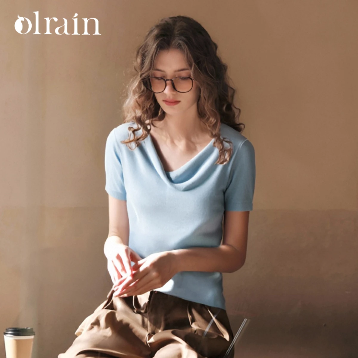 

OLrain, лето 202, синяя женская одежда, элегантные французские свободные воротники, узкий дизайн с текстурой, женские топы, сорочки Femmes O57XT99289