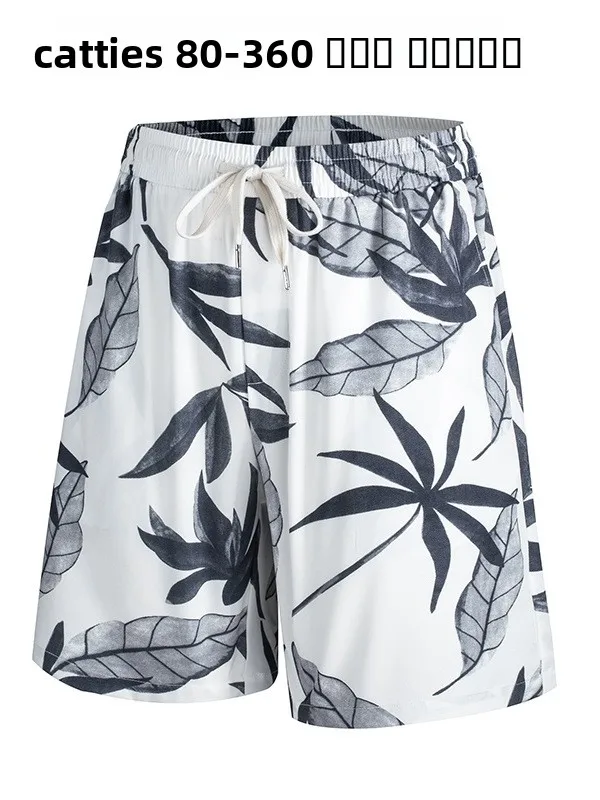 

Мужские летние тонкие быстросохнущие брюки-шорты (пятичетверти) больших размеров для пляжа, модные, с крупным принтом, удобные, из полиэфирного волокна