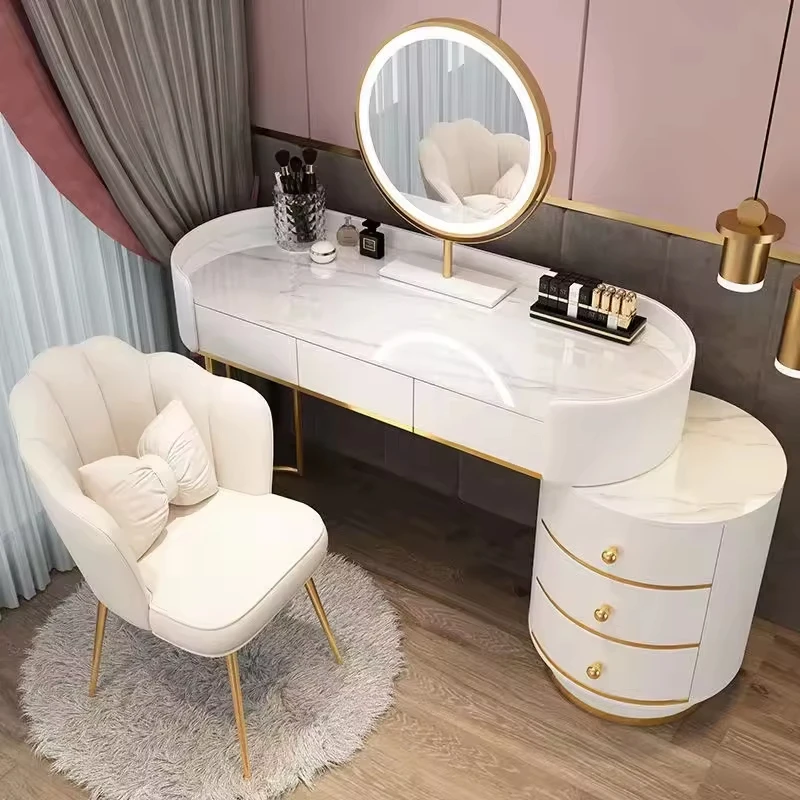 Bedroom Modern Dresser Simple Makeup Dresser with Light Emitting Diode Mirror  Furniture