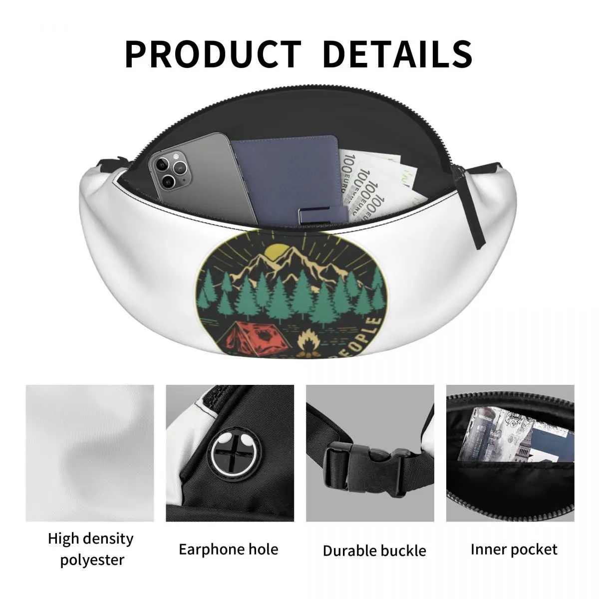 Ik Haat Mensen Camping Fanny Pack Vrouwen Mannen Custom Avontuur Wandelen Crossbody Heuptas Voor Fietsen Camping Telefoon Geld Zakje