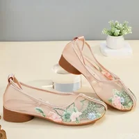 Summer New Ethnic Style Shoes Lace-up Mesh Thin Casual Flats Breathable Shallow Mouth Shoes Soft Soled Comfort Embroidered Shoe - Image 2