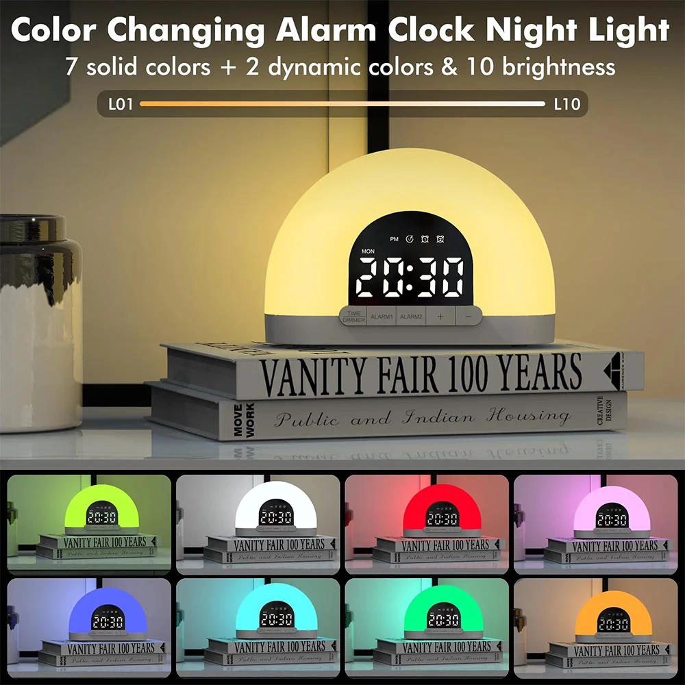 Table clock Wake-Up Light Luminous Fashion Alarm Clock with BEEP Ringtone Batteries Atmosphere Light Electronic Night Light Home