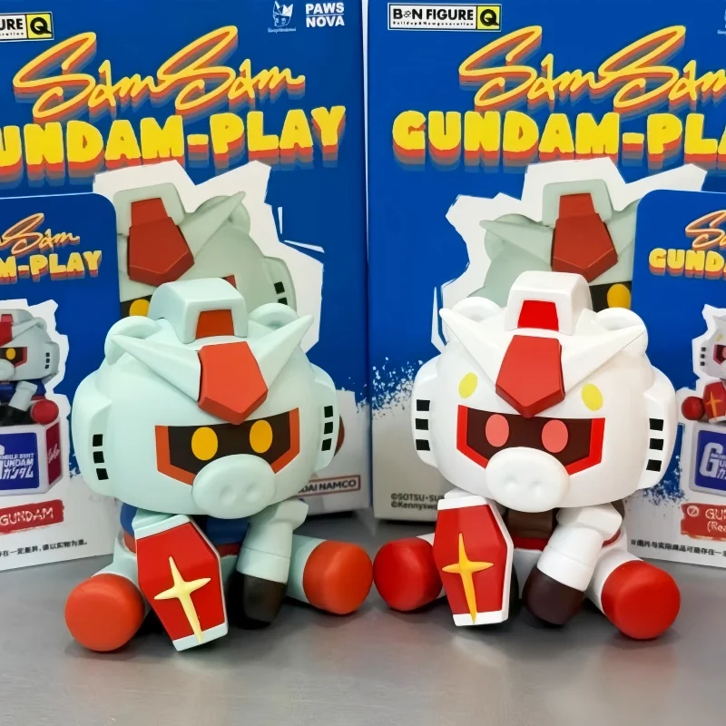 Bandai SAMSAM Gundam Pig Nose Blind Box Figurine d'action anime, Ornement de bureau, Jouet de collection pour les collectionneurs et les fans d'anime