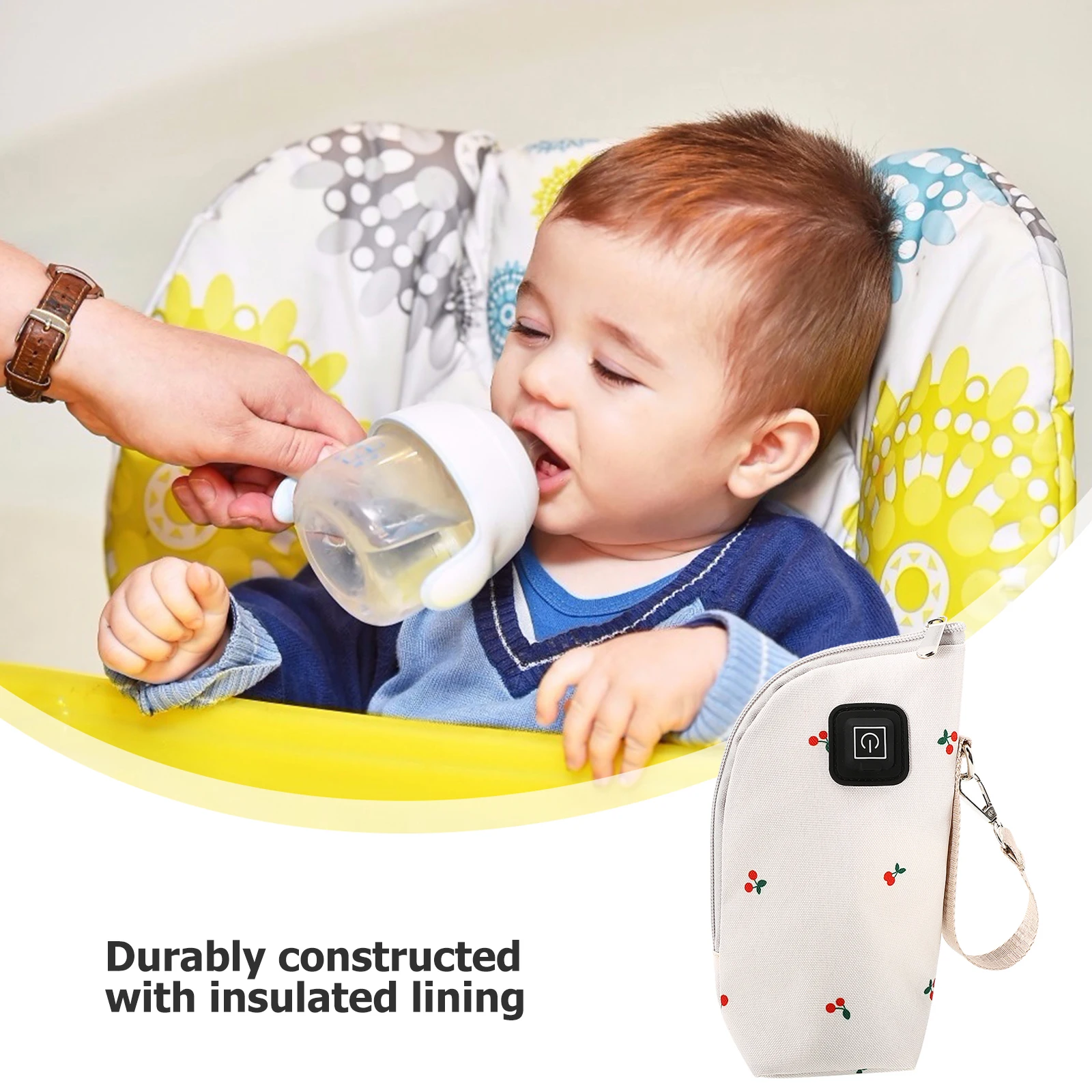 

1 set USBBottle Warmer PouchInsulatedMilk Heating Cover3TempModesZipperDesignWashableCoverCarChargingBabyMilkThermalBag