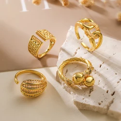 NEWBUY Fashion Gold Color Copper Party Jewelry Shiny AAA CZ Inlay Open Rings Finger Accessories