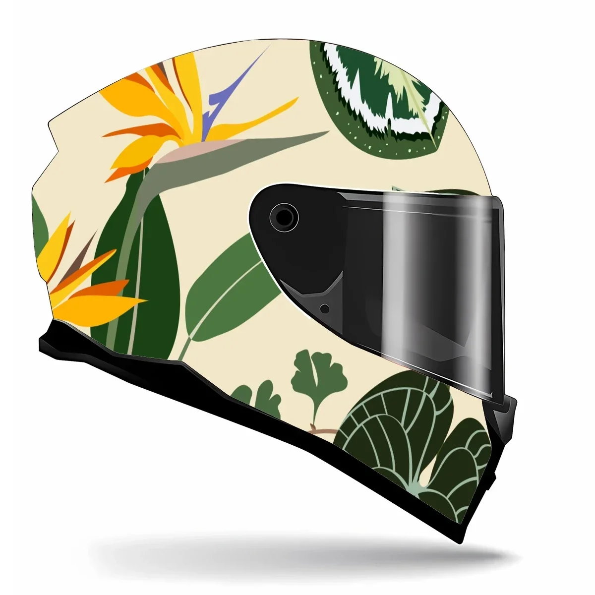 Tropical Botanical Banana Leaf Full Helmet Wrap Sticker Motorcycle Helmet Racing Graphic Decal Vinyl Wrap Helmet Decor Sticker