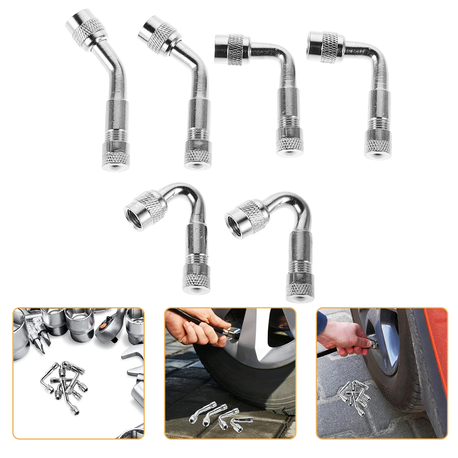 

6pcs Valve Stem Extensions Universal For Car Motorcycle Rv Truck Bicycle Scooter Tire Inflator Nozzle Presta To