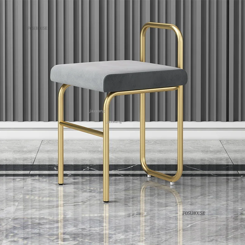 Light Luxury High-end Dressing Stools Nordic Ottomans Flannel Small Sofa Stool Leisure Door Shoe Stool for Living Room Furniture