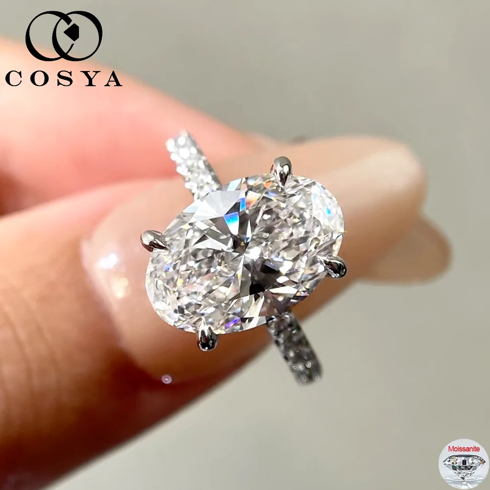 

COSYA 1-4CT Oval Cut Moissanite Ring For Women S925 Sterling Silver D VVS1 Certified Lab Diamond Wedding Band Jewelry Gift