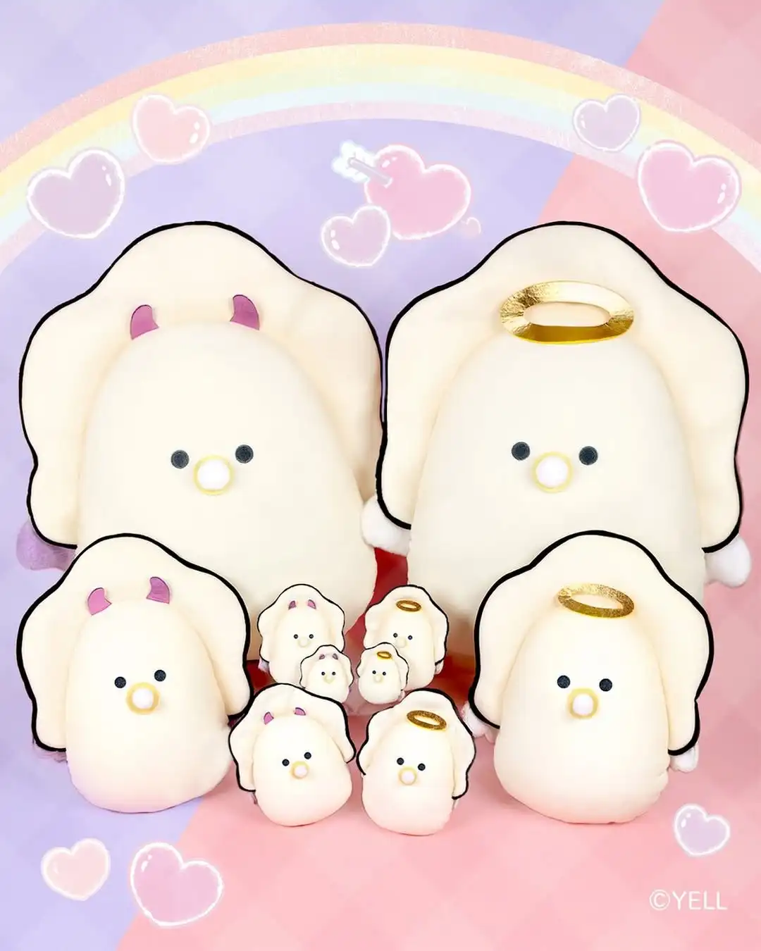 YELL 12cm plush toys Round Eyed pacifier oyster Nama-gaki aureole angel wings devil demon BC soft BC pendant figures