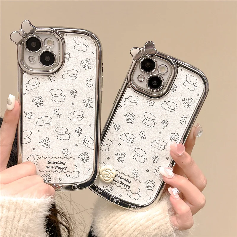 

Cute Cartoon Leather Texture Line Drawing Dog Mobile Phone Case For IPhone12 13Pro 13ProMax 14 14Pro 14ProMax 15 15Pro 15ProMax