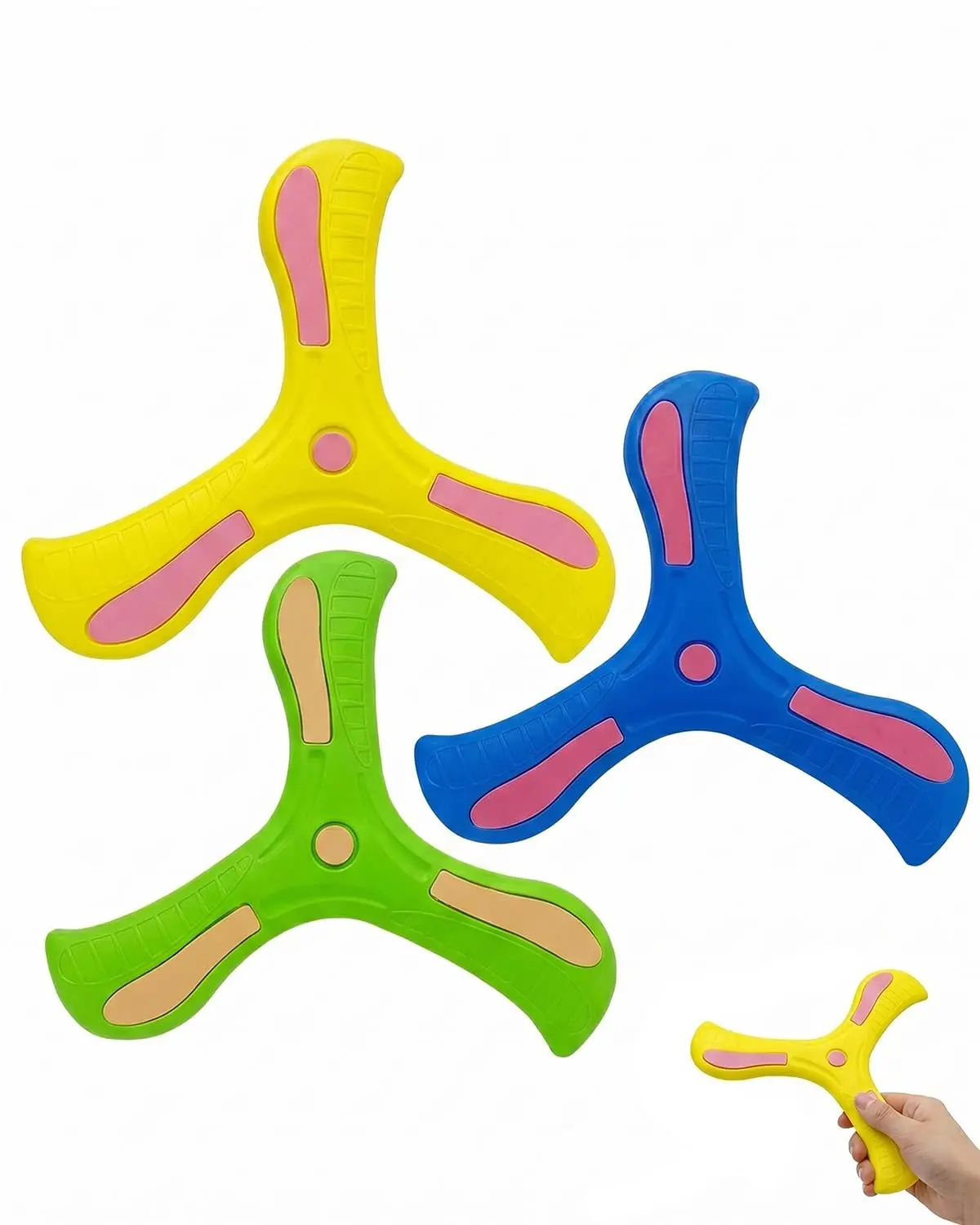 3pcs Outdoor Sport Flying Disc Toy Soft EVA Touching Boomerang Return Dart Three-leaf Cross Hand Throw Spinner Interactive Game
