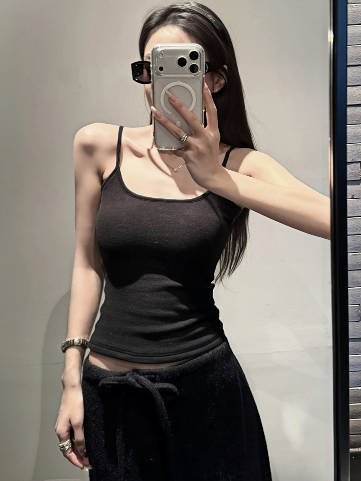 

Женская утепленная майка-топ с флисовой подкладкой и встроенными чашечками для осени и зимы, с U-образным вырезом, короткий рукав