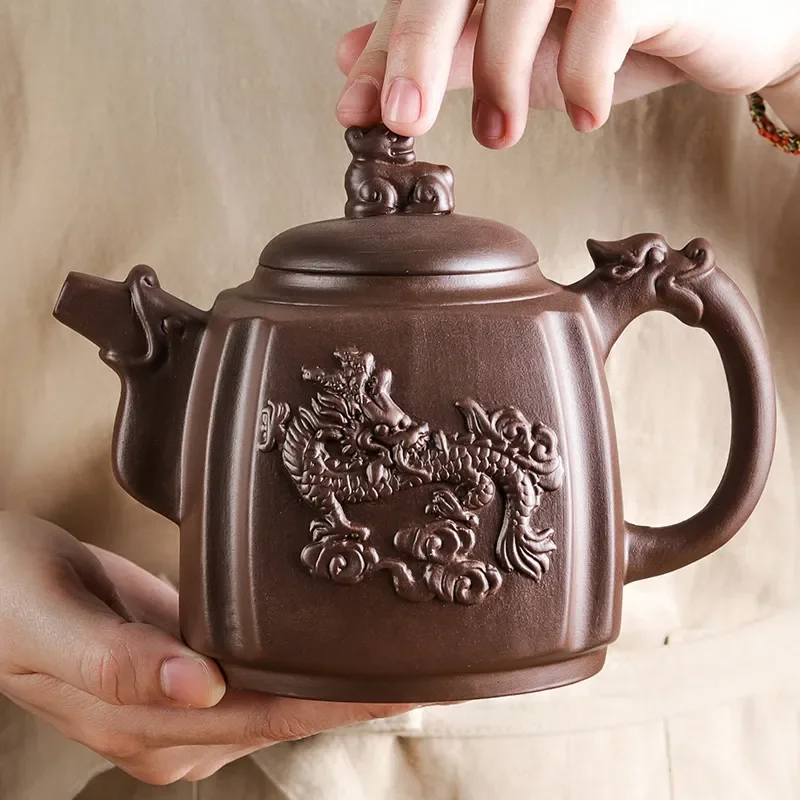 Large Capacity Purple Sand Teapot Household Kung Fu Cup Yixing Zhu Ni Plum Blossom Pot Tea Ceramic Kettle