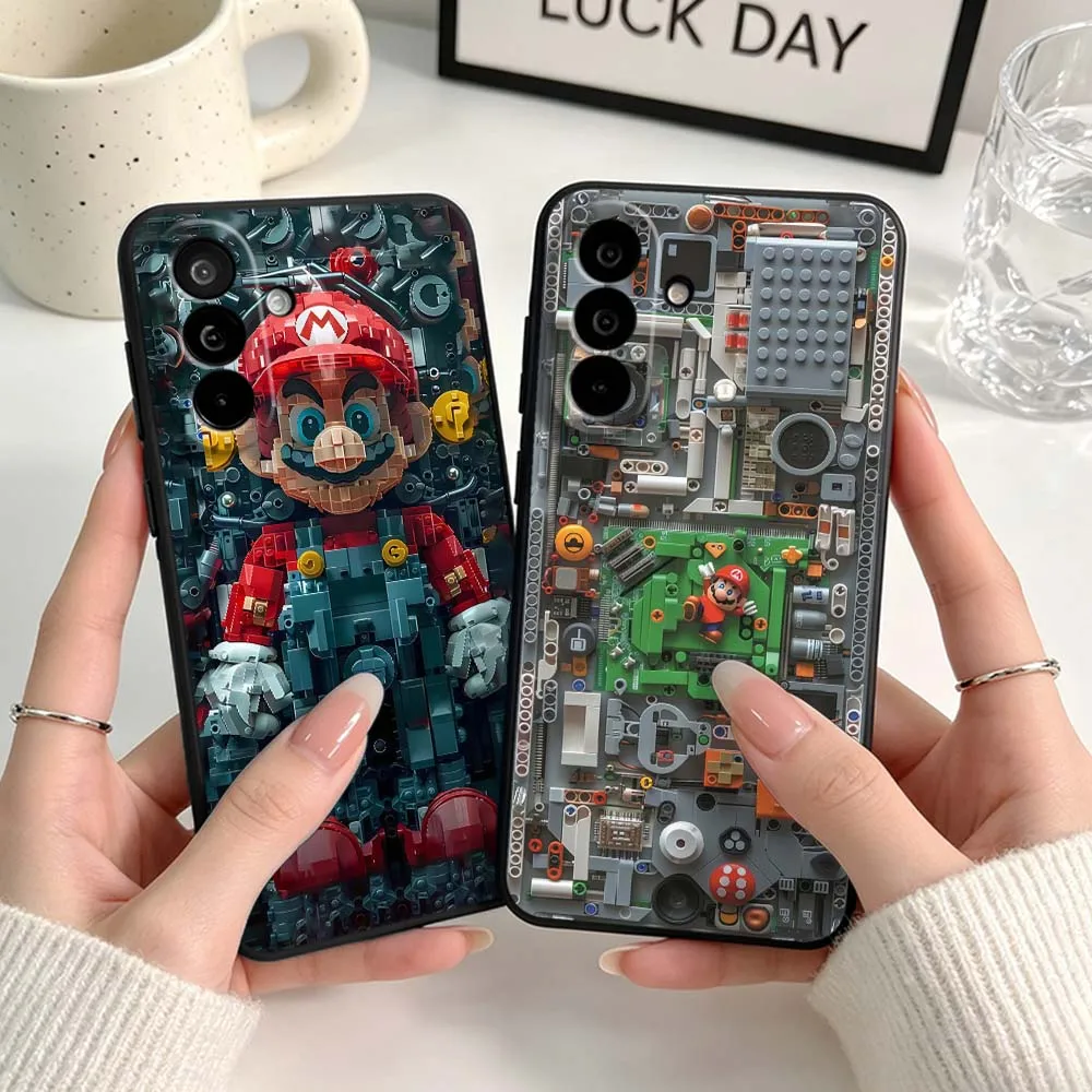 Anime Super M-Mario Cute Art Phone Case For Samsung A04 A05 A06 A07 A12 A3 A14 A15 A16 A17 A23 A24 A25 A26 A32 A22 A31 Black
