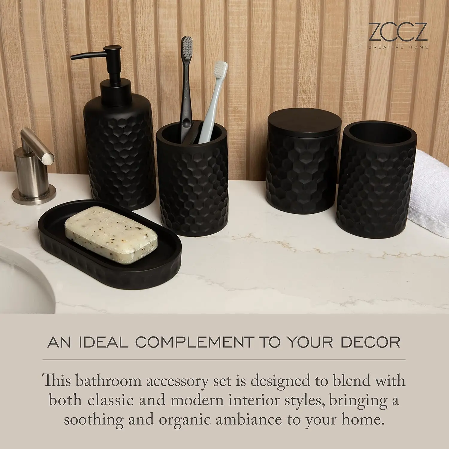 6 Piece Bathroom Accessories Set, Toothbrush Holder, Toothbrush Cup, Soap Dispenser,Bathroom Vanity Tray