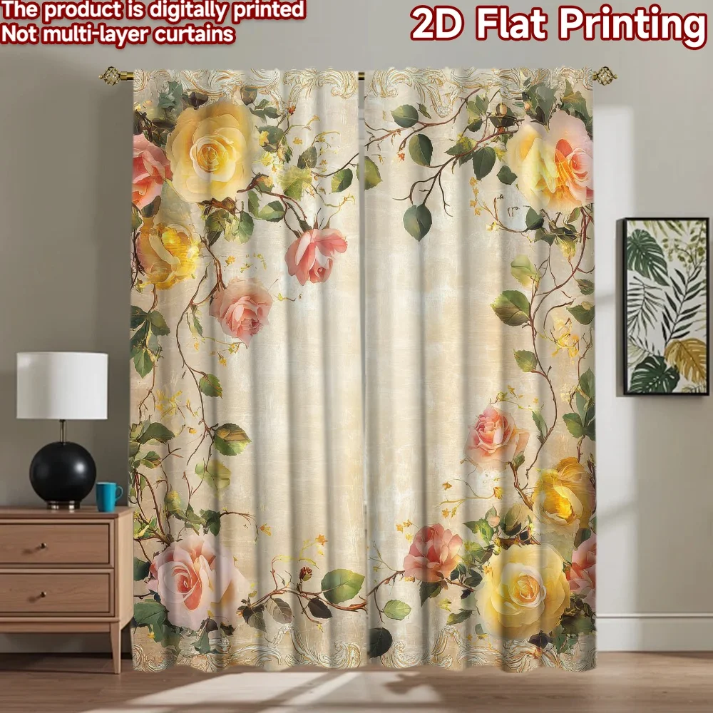 

1pc 2D flat Photography Backdrop Popular Backdrop Floral with Roses 100% Polyester Birthday Party for Indoor celebrations for