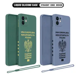 Poland Passport Phone Case For iPhone 15 14 13 12 11 Pro Max Mini X XR XSMAX 8 7 6S Plus Soft Silicone Cover With Hand Strap