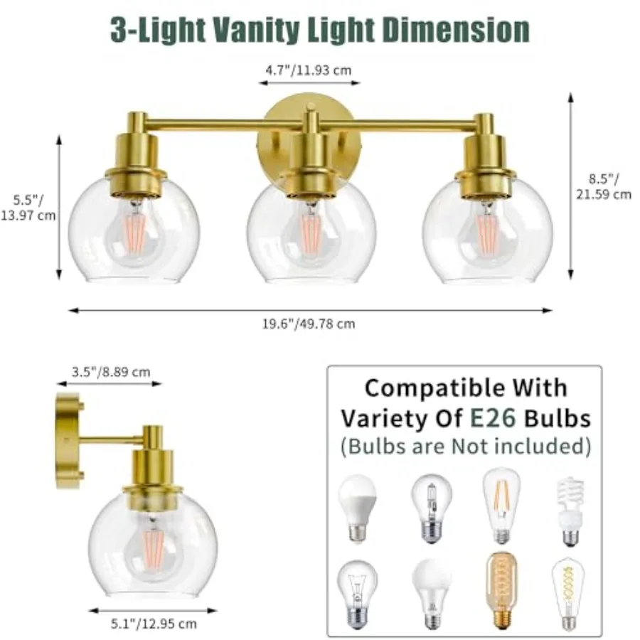 Light Bathroom Light Fixtures Brushed Bathroom Vanity Modern Vanity -Light Globe Bathroom Vanity Lighting Fixture Over Mirror