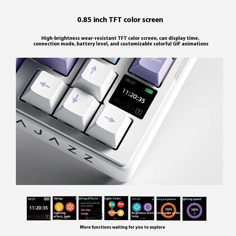 Ajazz  Aks075 Wireless Mechanical Keyboard Bluetooth Rgb Color Screen Gasket Structure Ergonomic Design For Gaming And Typing - Image 4