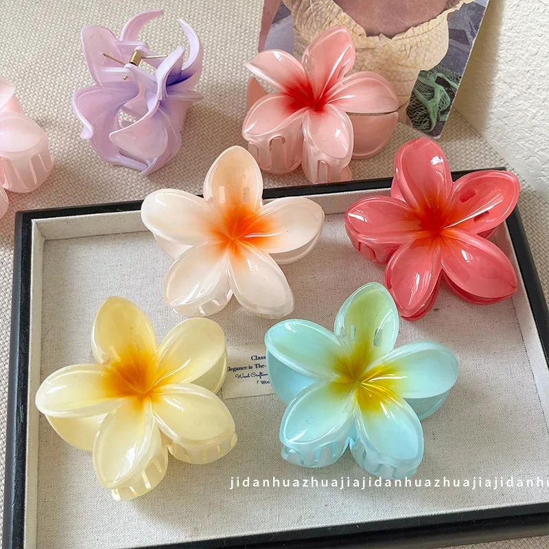 Bohemian Beach Vacation 8cm Lily Flower Hair Claw Sweet Hair Clip for Women Floral Fashion Girl Hair Accessories Gift