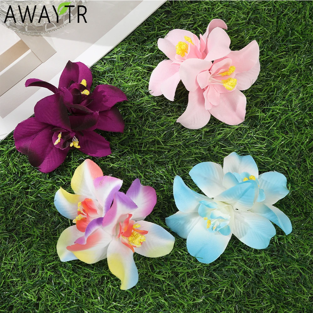 AWAYTR kolorowe Cattleya orchidea spinka do włosów sztuczne kwiaty spinki do włosów walentynkowe nakrycia głowy dla dziewczynki akcesoria do włosów prezent na dzień matki
