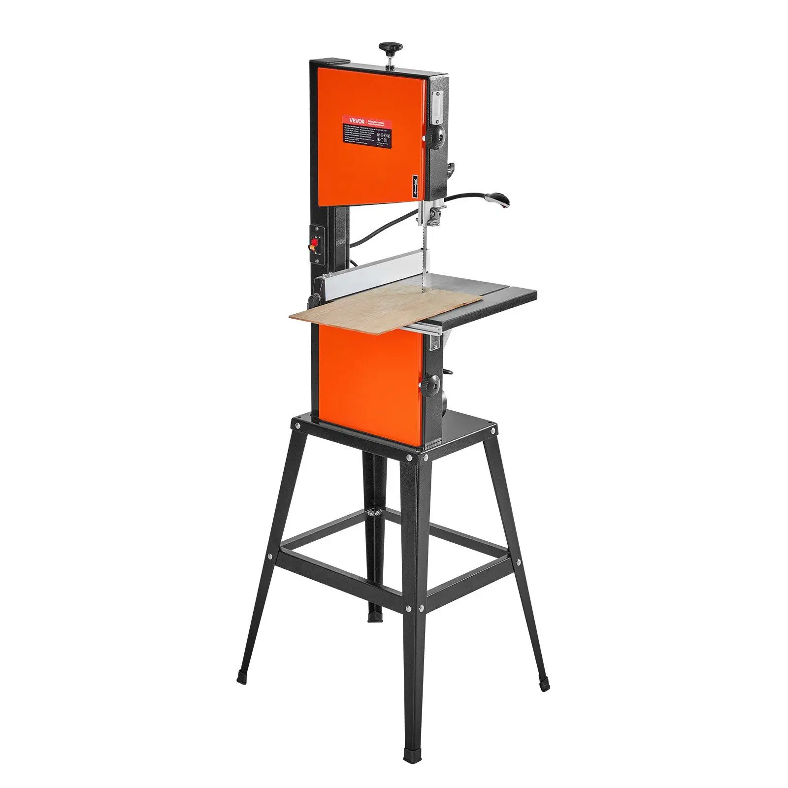 Sierra de cinta de banco de 10 pulgadas y dos velocidades con soporte, 373W 1/2 HP, altura máxima de corte de 6 pulgadas, mesa de hierro fundido de 13.2 x 13.4, máquina de sierra para madera