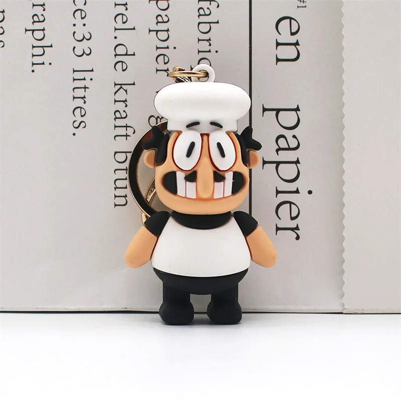 Pizza Tower Keychain Figure Toys Chili Man Chef Cute Anime Dolls Ornament Pendant Bag For Children Educational Christmas Gifts