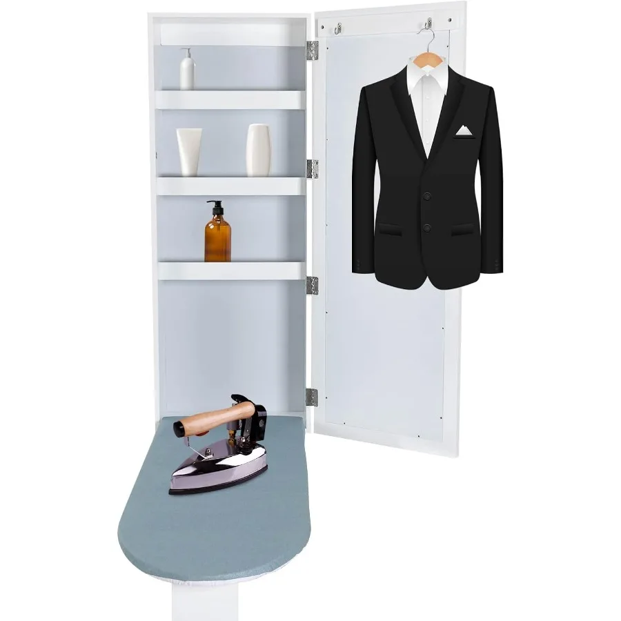 

Wall Mounted Ironing Board with Storage Cabinet, Built in Ironing Board Folding Support Leg/Swivel Ironing Boards, Wall-Mounted