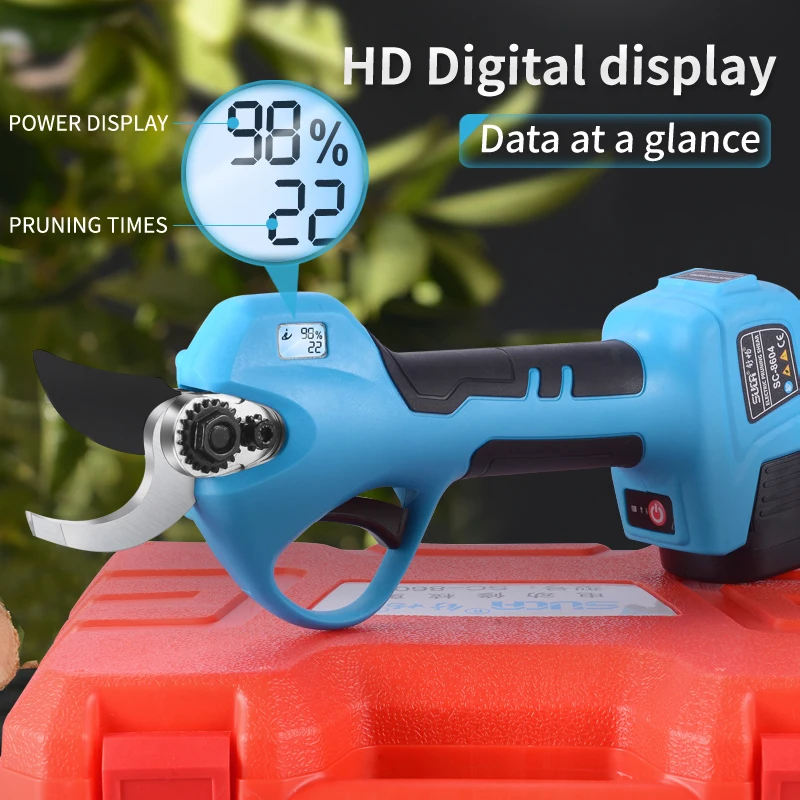 

16.8V Cordless Electric Pruning Shears 28mm Cutting Diameter Power Pruner with LCD Display for Garden & Fruit Tree Branch