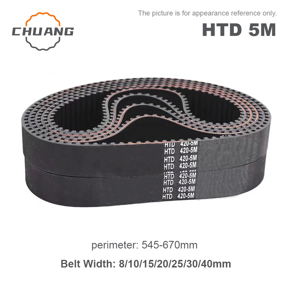 

HTD 5M Timing belt Length 545-670mm Width 8/10/12/15/20/25/30/35/40mm HTD5M Closed loop rubber band