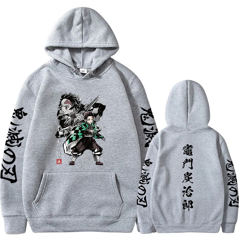 Japanes Anime pogromca demonów Plus rozmiar bluza z kapturem bluzy damskie i męskie Kamado Tanjirou grafika drukowana bluzka Unisex