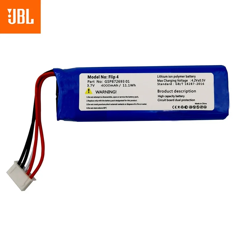 100% Original Replacement Wireless Speaker Battery GSP872693 01 4000mAh for JBL Flip 4 /Flip 4 Special Edition Batteries